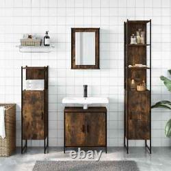Ensemble de meubles de salle de bain en quatre pièces en bois d'ingénierie chêne fumé vidaXL