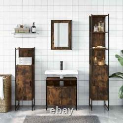 Ensemble de meubles de salle de bain en quatre pièces en bois d'ingénierie chêne fumé vidaXL vidaXL