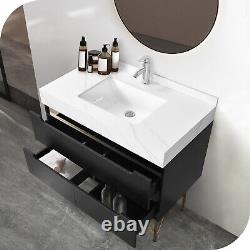Ensemble de meubles de salle de bains avec meuble-lavabo sur pied de 35 pouces et lavabo rectangulaire en céramique
