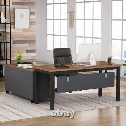 Grand bureau de direction avec tiroirs et étagères Ensemble bureau 55 + meuble mobile