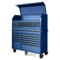 Heavy-duty 56. W 23-drawer Combination Tool Chest And Cabinet Set, Matte Blue