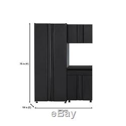 Husky Garage Cabinet Set 3 Pièces Robuste En Acier Soudé De Stockage (noir Mat)