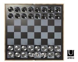 Nouveau coffret d'échecs Umbra scellé en usine, compagnon d'armoire en acier inoxydable moderniste
