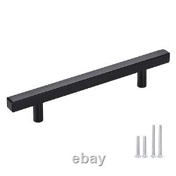 Poignées de tiroir carrées pour armoire de cuisine noire en acier inoxydable de 12mm 1/2.