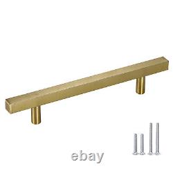 Poignées de tiroir en or brossé en forme de T pour armoire de cuisine carrée en acier inoxydable
