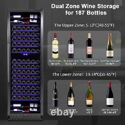 Refroidisseur à vin de 187 bouteilles Cave à vin à double zone 24 Réfrigérateur à vin sur pied