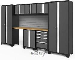 Set Cabinet Entrepôt En Acier Atelier 8 Pièces Garage Garde-meubles Gris