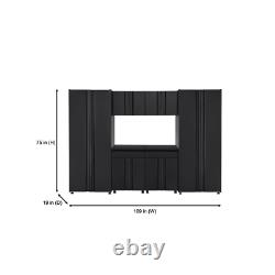 Soudé 109 In. W X 75 In. H X 19 In. D Steel Garage Cabinet Set In Black 6-piec