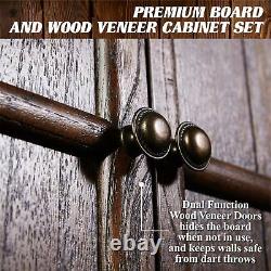 Webster Collection Vendu Wood Dart Board Cabinet Set, Steel Tip Darts